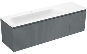 Mexen Rivel, mobilier baie 160 cm cu lavoar Vela stânga, 1S, 1D, canelat, grafit mat/alb mat, 91A23-16047-3-BBFF66-W23L01