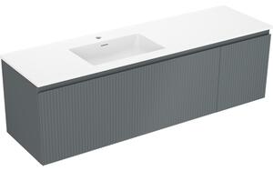 Mexen Rivel, mobilier baie 160 cm cu lavoar Otis stânga, 1S, 1D, canelat, grafit mat/alb mat, 91A23-16047-3-BBFF66-W18L01