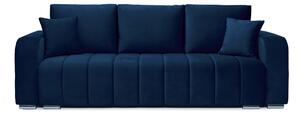 Canapea Extensibilă 3 locuri DIEGO, cu ladă de depozitare, 230x92x90 cm, Velutto-Albastru