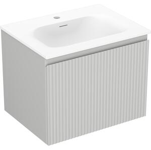 Mexen Rivel, mobilier baie 60 cm cu lavoar Vela, 1 sertar, canelat, gri mat/alb, 91A20-06047-1-BF62-W23M01