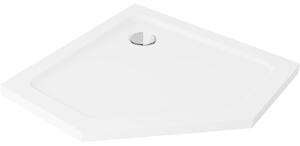Cădiță de duș Mexen Flat, pentagonală, subțire, 80 x 80 cm, albă, + sifon cromat - 41P108080