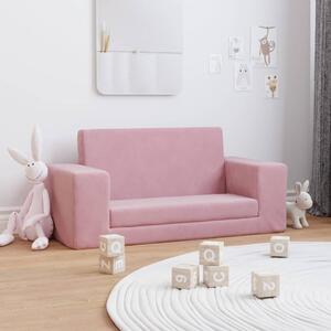 Canapea extensibilă pentru copii cu 2 locuri, roz, pluș moale