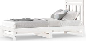 Pat de zi extensibil, alb, 2x(90x200) cm, lemn masiv de pin