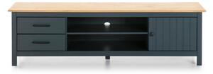 Masă TV albastru-închis din lemn masiv de pin 158x47 cm Miranda – Marckeric