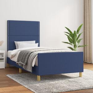 Cadru de pat cu tăblie, albastru, 80x200 cm, textil