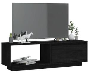 Comodă TV, negru, 110x30x33,5 cm, lemn masiv de pin