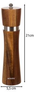 Rasnita sare si piper, mecanism ceramic, reglabila, capacitate 60 ml, set 2 bucati, lemn, 21x5,5 cm