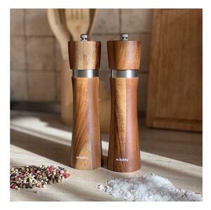 Rasnita sare si piper, mecanism ceramic, reglabila, capacitate 60 ml, set 2 bucati, lemn, 21x5,5 cm