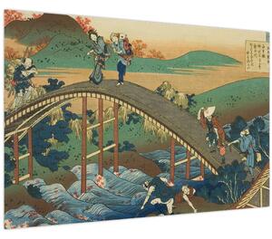Tablou - Katsushika Hokusai, Ariwara no Narihirafrom the series One Hundred, Poems Explained by the Nurse (Hyakunin isshu uba ga etoki), reproducere (90x60 cm)