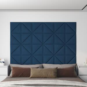 Panouri de perete, 12 buc., albastru, 30x30 cm, catifea 0,54 m²