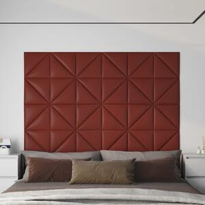 Panouri de perete 12 buc. roșu vin 30x30 cm, piele eco, 0,54 m²