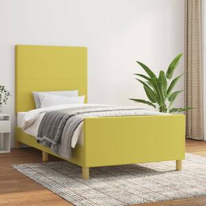 Cadru de pat cu tăblie, verde, 80x200 cm, textil