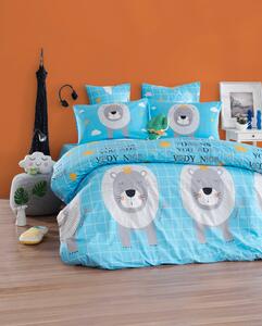 Set lenjerie de pat pentru copii Aslan Kral, albastru, bumbac 100%, 3