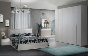Set dormitor SEFURA, ulm/alb, pat 160x200 cm cu somiera fixa, dulap cu