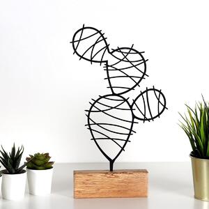 Obiect decorativ Cactus Round, negru/stejar, metal/lemn, 17x3,5x40 cm