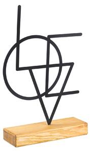 Obiect decorativ Geometric, negru, metal/lemn, 21x41x4 cm