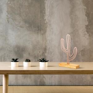 Obiect decorativ Cactus, cupru/stejar, metal/lemn, 22x4x41 cm