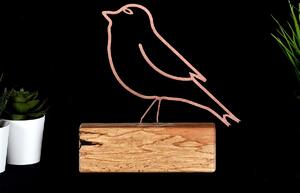 Obiect decorativ Bird, bronz, metal/lemn, 17x20x3,5 cm
