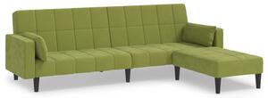 Canapea extensibilă 2 locuri 2 perne/taburet verde catifea