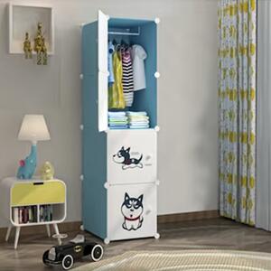 Dulap Modular, 4 Usi, Naimeed D3375, Albastru, 147x37x37 cm