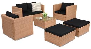 Mobilier de grădină din tehnoratan Roma Coffee 4 + 2 tabureți Garden Point, culoarea mierii