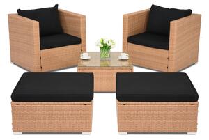 Mobilier de grădină din tehnoratan Roma Terrace + 2 tabureți Garden Point, culoarea mierii