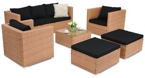 Mobilier de grădină din tehnoratan Roma Coffee 5+ 2 tabureți Garden Point, culoarea mierii