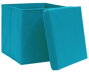 Cutii depozitare cu capace, 10 buc., albastru, 28x28x28 cm