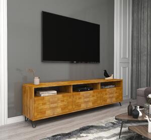 Comoda TV, 100% lemn molid de pin, 178x50x30 cm, stejar