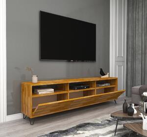 Comoda TV, 100% lemn molid de pin, 178x50x30 cm, stejar
