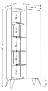 Biblioteca Jedda Bookcase, stejar/gri, PAL melaminat, 79x190x32 cm