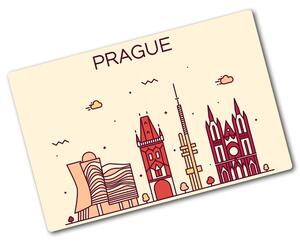 Tocător din sticlă Hărți Praga clădiri și steaguri