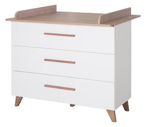 Comodă de copii albă/în culoare naturală joasă cu aspect de lemn de stejar cu masă de schimbat 110x98 cm – Roba