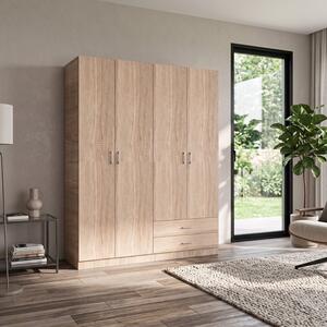 Dulap Haine 4 Usi si 2 Sertare, H200 x A50 L160cm, Culoare Stejar Sonoma, Material Pal 18mm