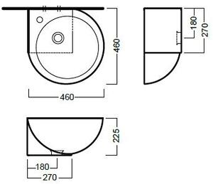 Hatria You&Me lavoar 46x46 cm semicircular clasică-de blat alb luciu Y0H701