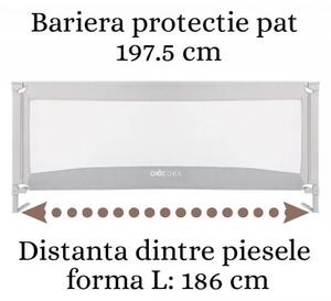 Bariera protectie pat cu inaltime ajustabila, 197.5 cm 197.5 cm