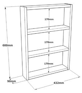 Raft de perete PR1-A, pin, lemn, 43x60x9 cm