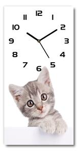 Ceas perete din sticlă dreptunghiular pisică gri