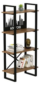 Biblioteca Desta Newyork, nuc/negru, pal melaminat, 71x33x150 cm
