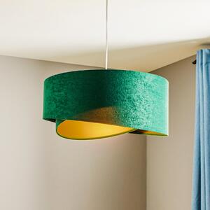 Maco Design Lampă suspendată Vivien, două culori, verde/auriu, reglabil, Verde, Camera de zi / sufragerie, Țesătură / Textil, Modern