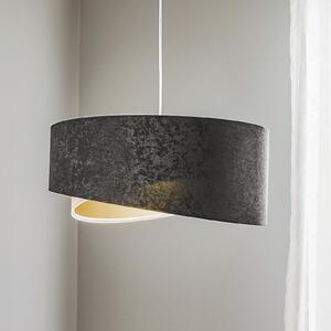 Maco Design Lampă suspendată Vivien tricoloră gri închis/alb/auriu, reglabil, Gri, Camera de zi / sufragerie, Țesătură / Textil, Modern