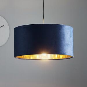 Maco Design Lampă suspendată Salina din mătase albastră/aurie Ø 50cm, reglabil, Albastru, Camera de zi / sufragerie, Țesătură / Textil, Modern