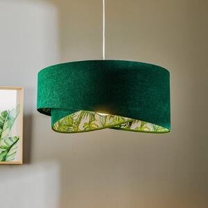 Maco Design Lampă suspendată Vivien, verde cu imprimeu floral pe toată suprafața, reglabil, Verde, Camera de zi / sufragerie, Țesătură / Textil, Modern