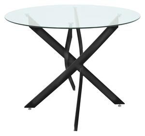Masa Antoro din sticla cu picioare din metal negru 100x100x75 cm