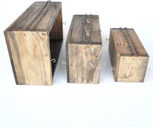 Raft de perete Gar015, nuc, lemn de molid 100%, 35x20x12 cm