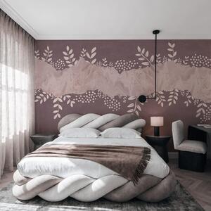 Fototapet Fundal violet și alb, cu frunze și flori, Fototapet abstracte, Fototapet populare, t00758 - Tapeko.ro