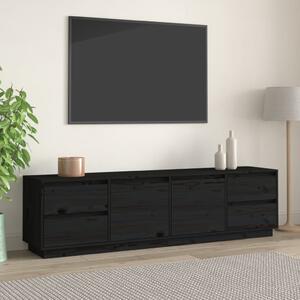 Comodă TV, negru, 176x37x47,5 cm, lemn masiv de pin