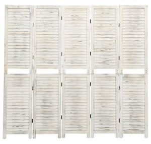 Paravan de cameră cu 5 panouri alb antichizat 178,5x166 cm lemn