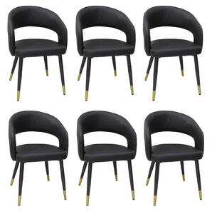 Set 6 Scaune Piele Ecologică Monaco Negru