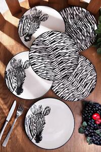 Set farfurii pentru desert Zebra, 02, alb/negru, 100% CERAMICA, 6 pies